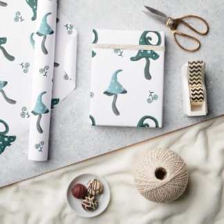 Papel de embrulho de cogumelo azul caprichoso