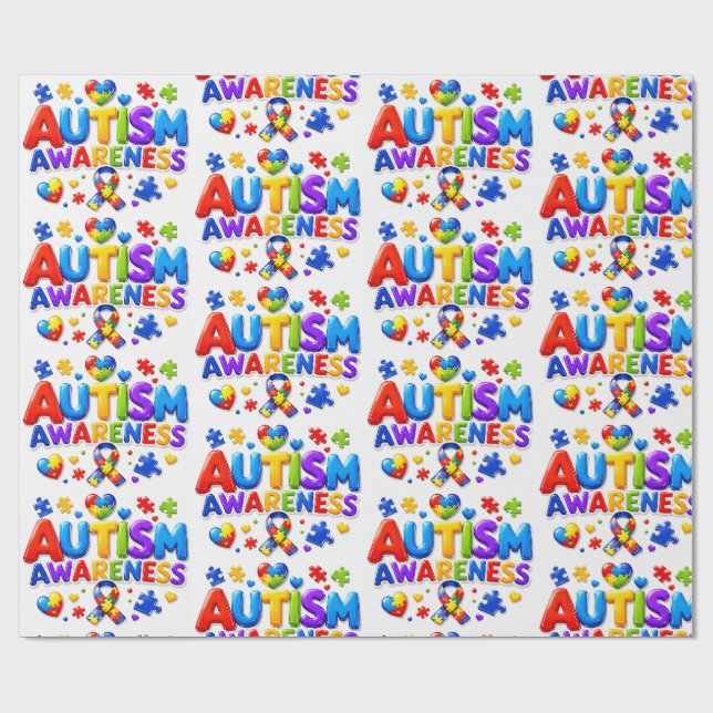 Papel de embrulho de conscientização sobre autismo (Aberto)