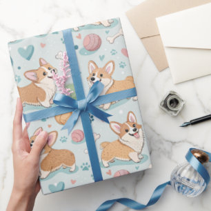 Papel de embrulho de córrego - Cachorro azul claro