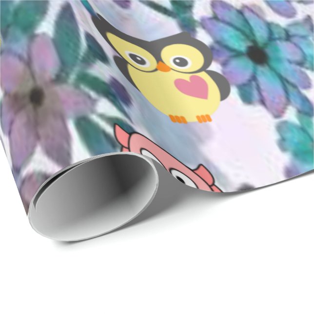 Papel de embrulho de coruja, porco, abelha (Ponta do rolo)