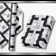 Papel de embrulho de Couture Moderno Noir Aniversá
