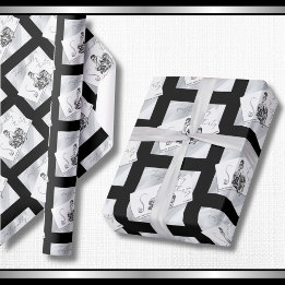 Papel de embrulho de Couture Moderno Noir Aniversá