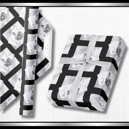 Papel de embrulho de Couture Moderno Noir Aniversá