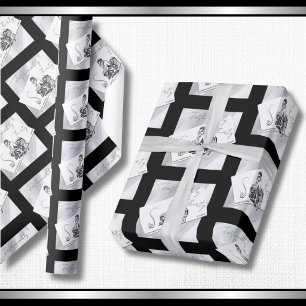 Papel de embrulho de Couture Moderno Noir Aniversá