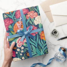 Papel de Embrulho de Cravos Borboletas Boho Abstra