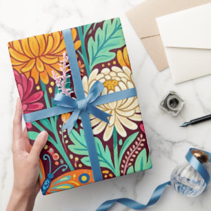 Papel de Embrulho de Crisântemo Mexicano Abstrato
