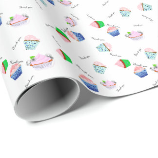 Papel de embrulho de cupcake de agradecimento
