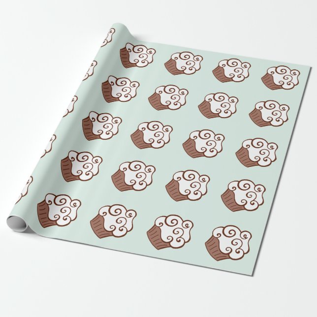 Papel de embrulho de Cupcake de Hortelã (Desenrolado)