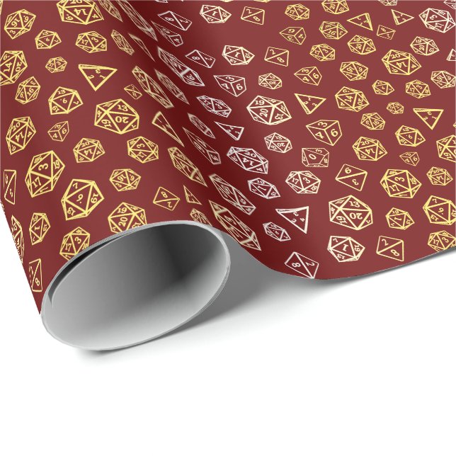 Papel de embrulho de dados de RPG Vermelho e Doura (Ponta do rolo)