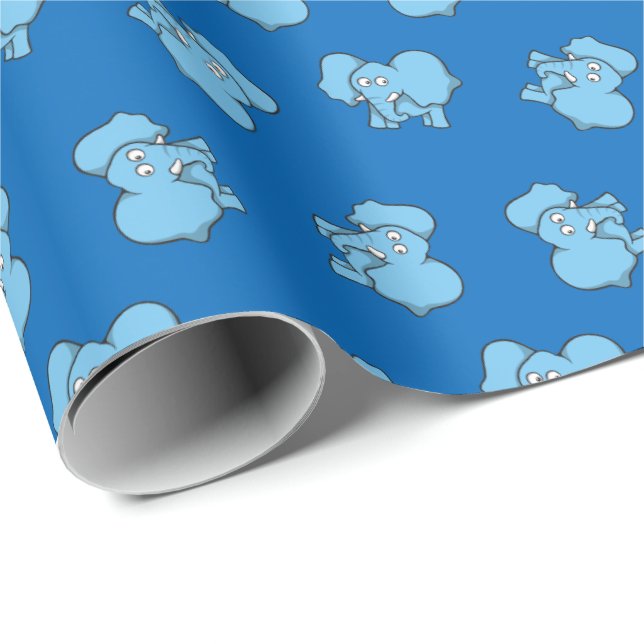 Papel de embrulho de desenho de elefante azul (Ponta do rolo)