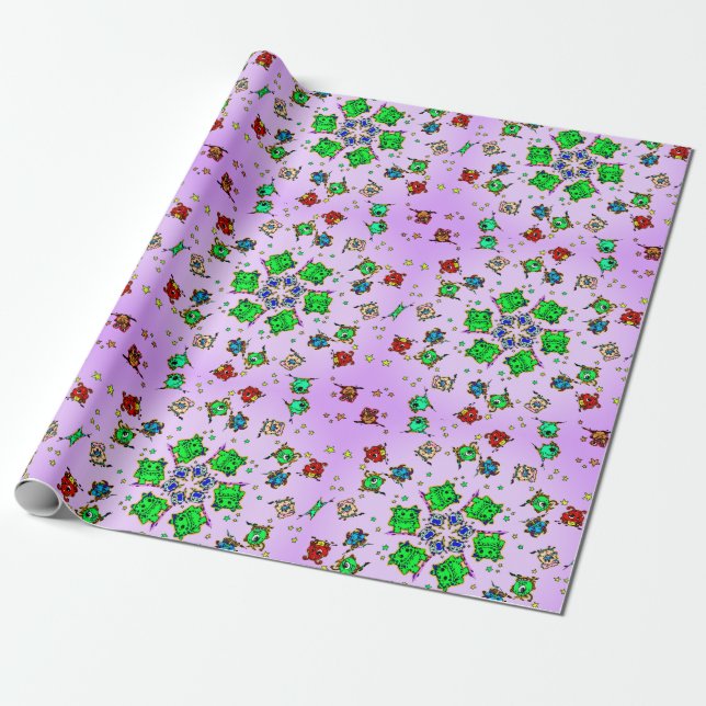 papel de embrulho de desenho de monstro (Desenrolado)