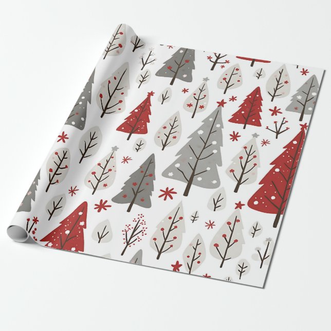 Papel de embrulho de design de árvore de Natal (Desenrolado)
