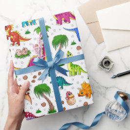 Papel de embrulho de dinossauro, embrulho de prese