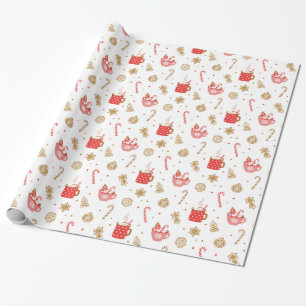 Papel de embrulho de doce e chocolate quente