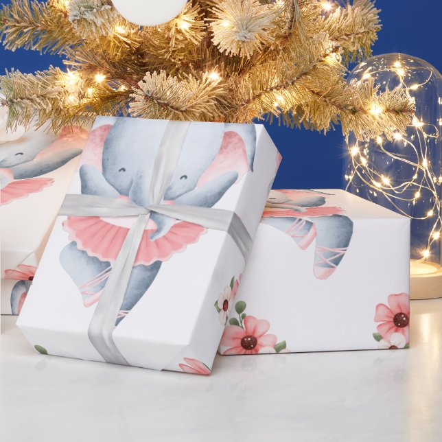 Papel de embrulho de elefante rosa, menina (Feriados)