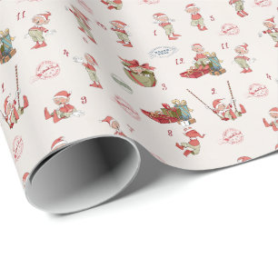 Papel de embrulho de elfo de Natal do Papai Noel