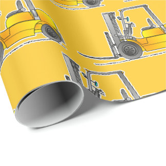Papel de embrulho de empilhadeira amarela, present