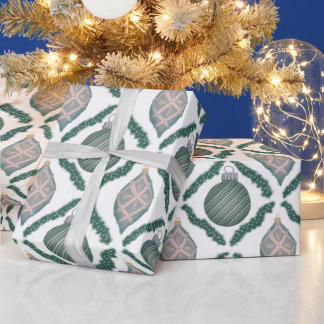Papel de embrulho de enfeites de Natal azul vintag