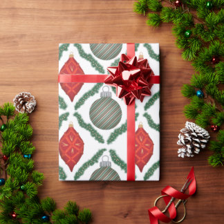 Papel de embrulho de enfeites de Natal vermelho cl