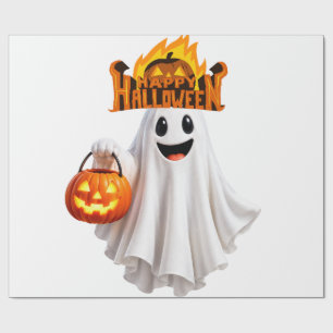 Papel de embrulho de fantasma feliz e fofo de Hall