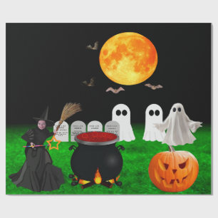 Papel de embrulho de fantasmas e bruxas
