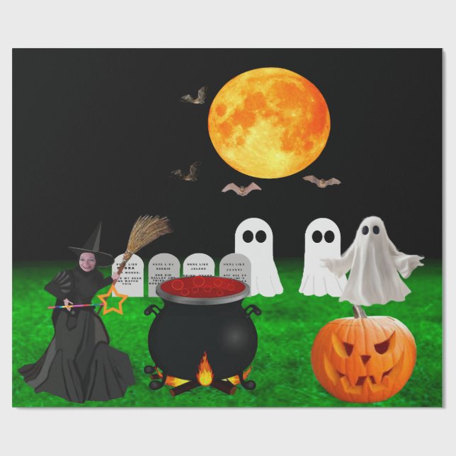 Papel de embrulho de fantasmas e bruxas (Aberto)