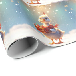 Papel de embrulho de férias do pequeno pato