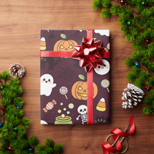 Papel de embrulho de festa assustador fofo, Hallow