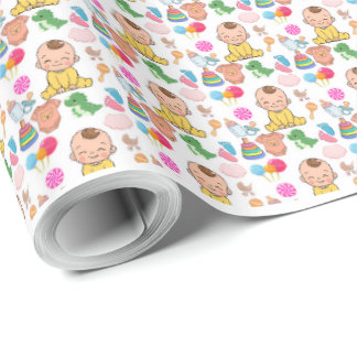 Papel de embrulho de festa de bebê com padrão de b