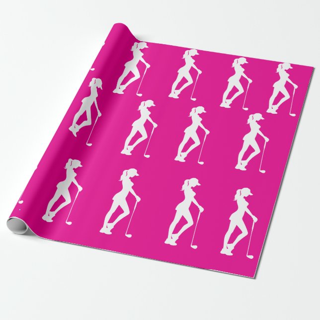 Papel de Embrulho de Festa de Golfe Cor-de-Rosa pa (Desenrolado)