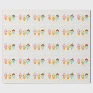 Papel de Embrulho de Festa de Sorvete Kawaii Fofo