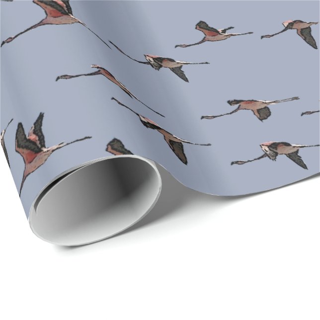 Papel de embrulho de flamingos voadores (Ponta do rolo)