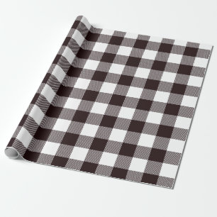 Papel de embrulho de flanela xadrez preto e branco