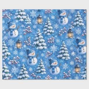 Papel de embrulho de floco de neve de boneco de ne