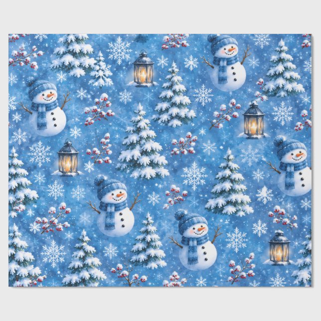 Papel de embrulho de floco de neve de boneco de ne (Aberto)