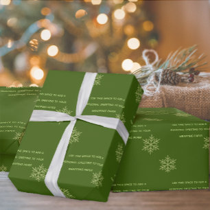 Papel de embrulho de floco de neve verde personali