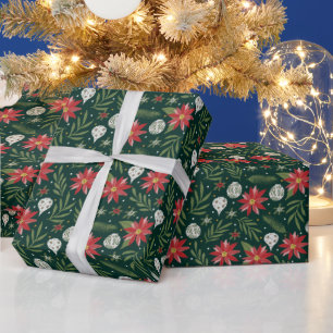 Papel de embrulho de flor de poinsétia de Natal
