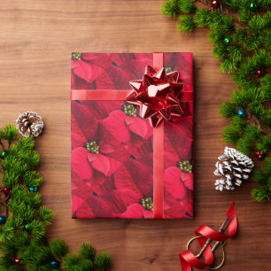 Papel de embrulho de flor de poinsettia vermelha d