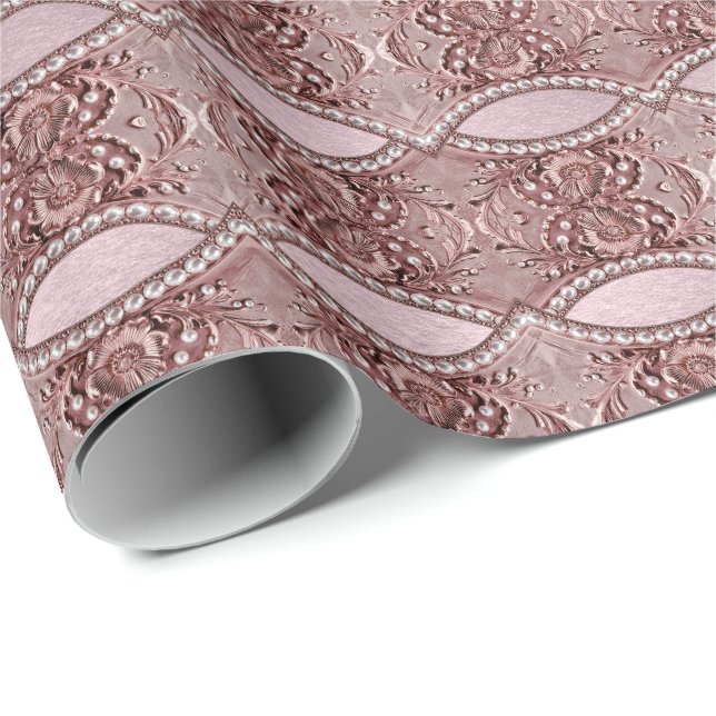 Papel de embrulho de flor rosa (Ponta do rolo)