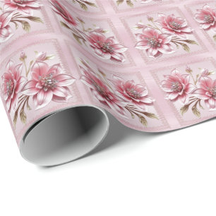 Papel de embrulho de flores cor-de-rosa modernas