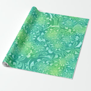 papel de embrulho de flores de batik verde