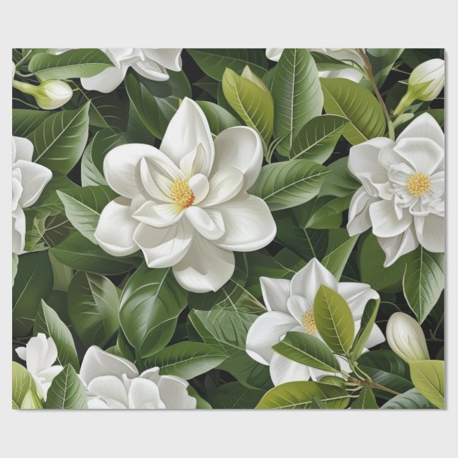 Papel de Embrulho de Flores de Gardênia (Aberto)