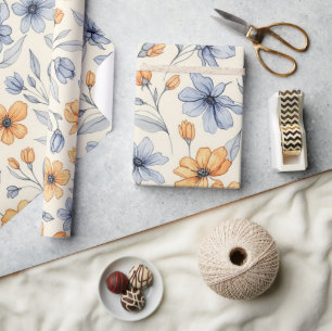 Papel de embrulho de flores em aquarela vintage