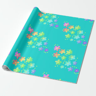 Papel de Embrulho de Flores Gradiente Arco-íris