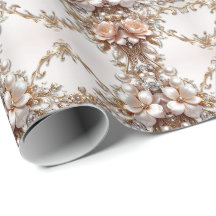 Papel de embrulho de flores rosa suave e branco