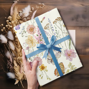 Papel de embrulho de flores silvestres boho