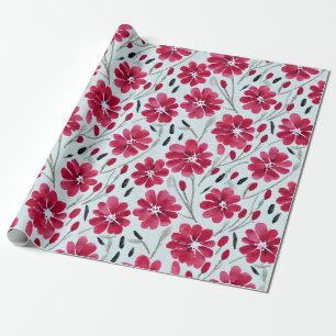 Papel de embrulho de flores vermelhas em aquarela