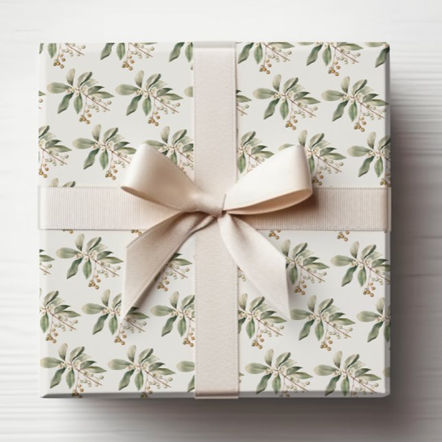 Papel de Embrulho de Folhagem Elegante (Elegant Greenery Wrapping Paper
)