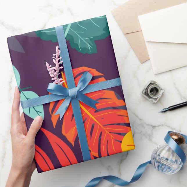 Papel de embrulho de folhas tropicais ousadas (Presentear)