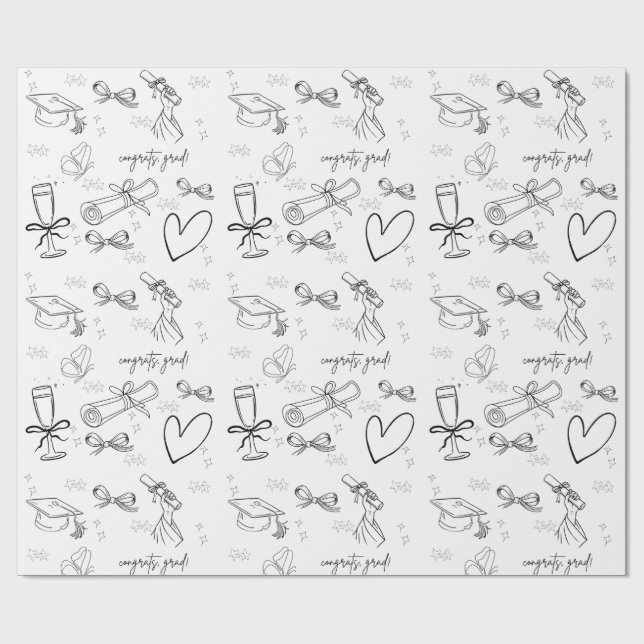 Papel de embrulho de formatura com arte de linha m (Aberto)